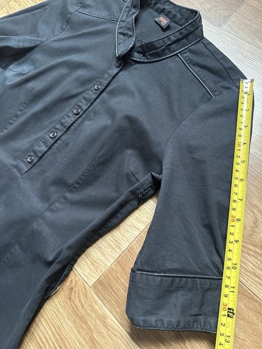 Ganni schwarzes Baumwoll Midi Hemdblusenkleid Stehkragen tailliert Damen Größe L - Bild 10 von 14