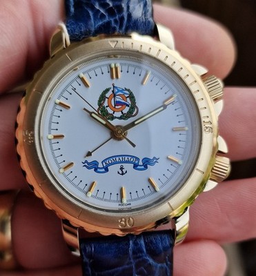 Poljot Nautilus Handaufzug Wecker NOS mit Glasboden, Russia 1980's Vintage