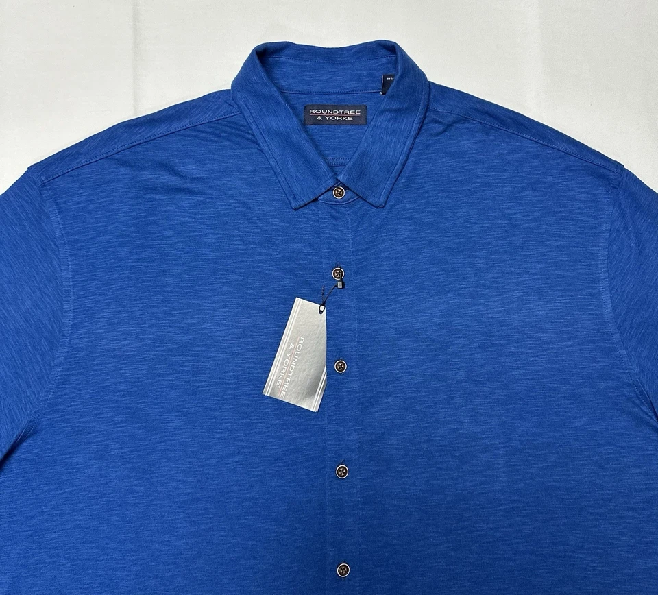 Roundtree Yorke Shirt Polo Medium Pullover Men Cotton Blend Jersey Blue New - Image 4 of 4