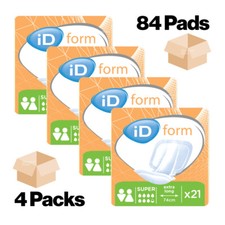 4x iD Form 3 Super - Extra Long 74cm - 4 Packs of 21 Incontinence Pads - 3150ml