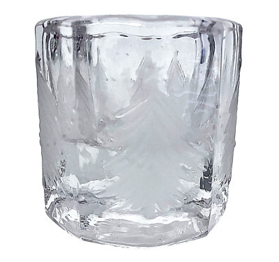 Studio Nova Pine Tree Glass Votive Holder 3''H x 3''W Clear w/ Embossed Trees