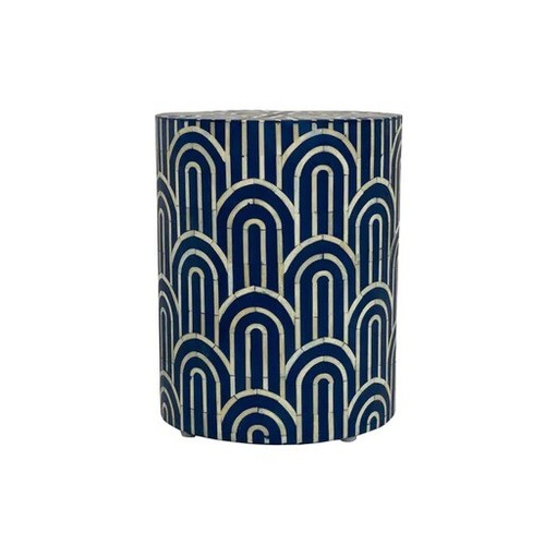 Bone Inlay Side Table /End Table Arch Navy Blue Home Decor (MADE TO ORDER) - Picture 3 of 12