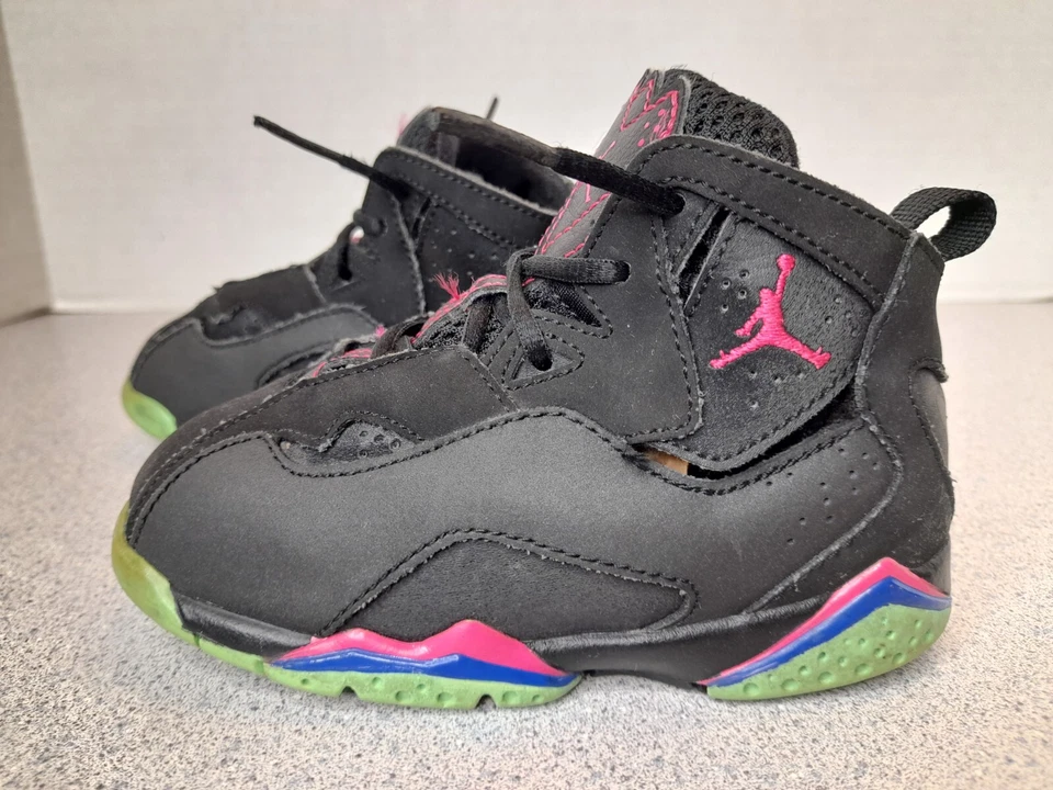 Nike Air Jordan 7 True Flight Negro TD Talla 8C 343797-039 Zapatos Tenis Niños Foto 3 de 4