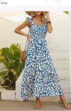 LOLONG Women's Summer Boho Spaghetti Strap Square Neck Ruffle Sleeveless...