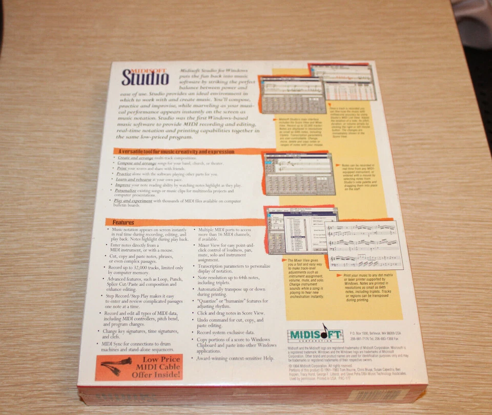 Midisoft Studio, 1994, Record Print Music Windows 3.1 3.5" Diskette NEW SEALED - Image 2 of 4