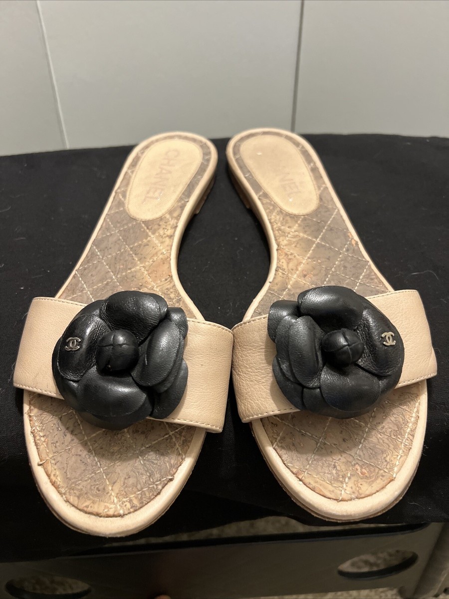 【大人カジュアル♪】CHANEL フラットサンダル メタリック CC org.jpg
