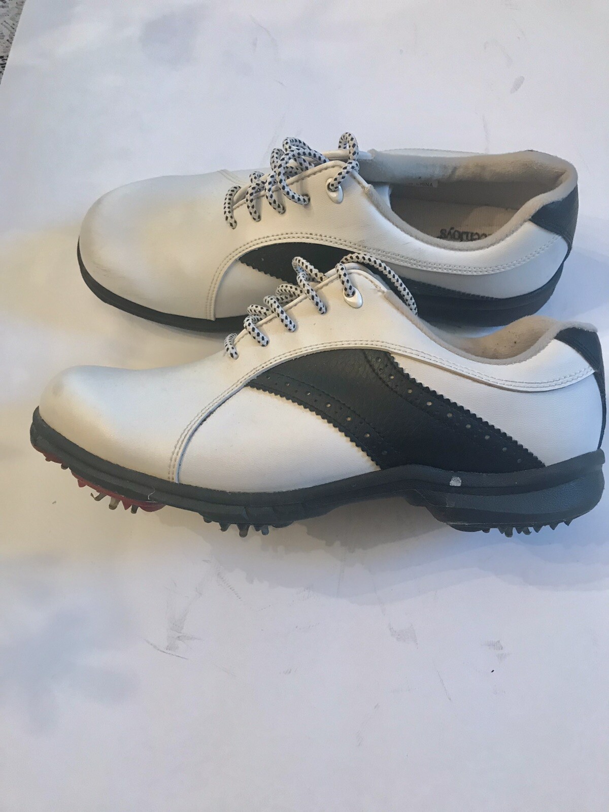 FootJoy Contour Golf Shoes Size 8 Black White Leather Size 8 eBay