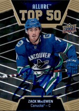 Zack MacEwen Signed Auto 2019-20 Upper Deck Allure Top 50 card Vancouver Canucks