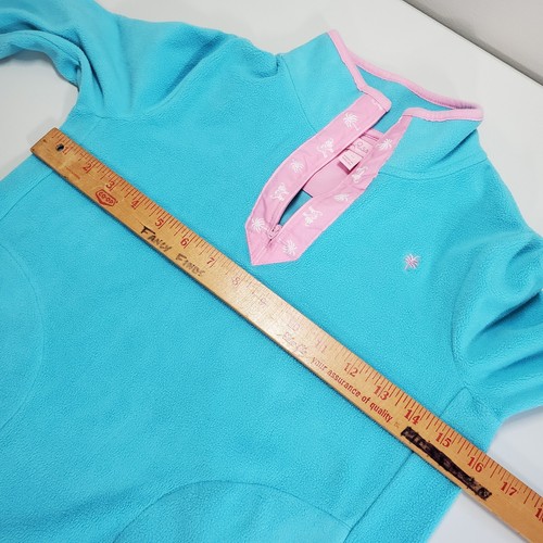 Lilly Pulitzer Girls Fleece Pullover Size 10 1/4 Zip Popover Pink Trim Outdoor - Picture 7 of 10