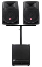  2 Rockville RPG12 12" Active DJ PA Speakers Dual Mount 12" Powered Subwoofer