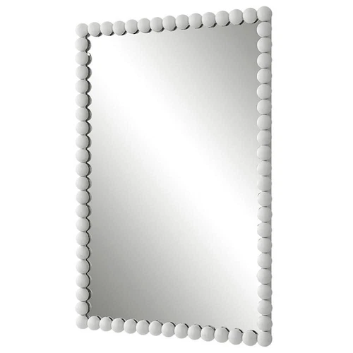 Uttermost Serna Contemporary Iron Metal and MDF Vanity Mirror in White - Picture 2 of 8