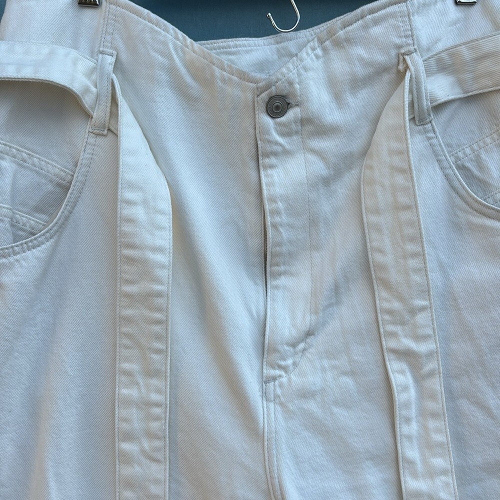 ALL SAINTS Sammy Paperbag jeans white NWOT sz 10 crop ankle waist tie cotton