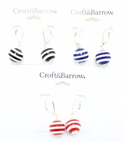 New Summer Nautical Drop Earrings in Red, Blue & Black nwt #E1253 - Picture 1 of 1