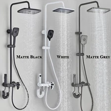 Exposed Shower System Set Rain Shower Head Combo Outdoor Shower Faucet Fixtures