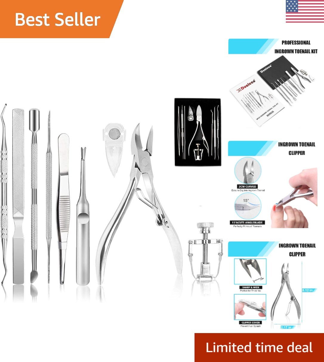 Elegant Stainless Steel Ingrown Toenail Kit for Home Treatment