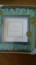   Happy Birthday  Metal Photo Frame  Holds 3.5  x 3.5  Photo  Easel Back  New