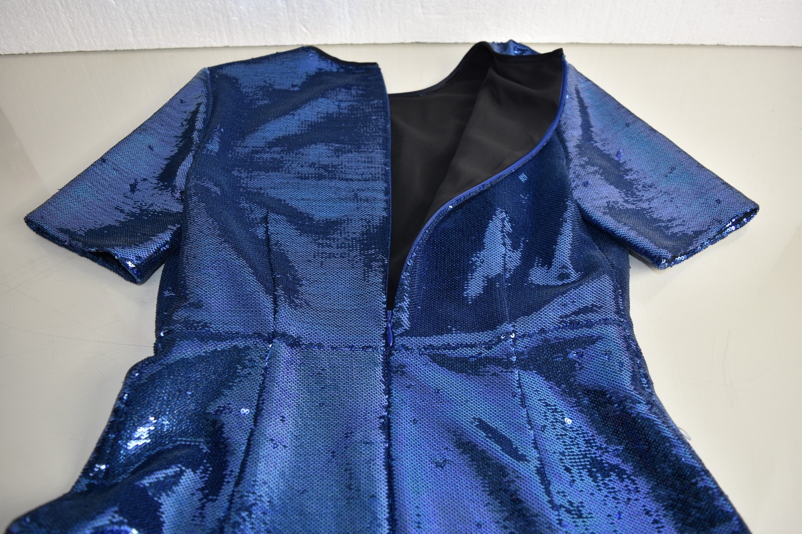 $1300 NEW Diane von Furstenberg DVF Tailored SEQUIN Midi Dress Denim Blue Navy 4 image 10
