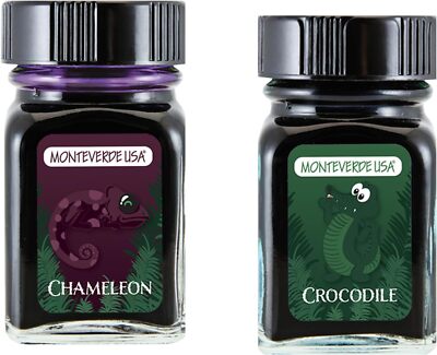 Monteverde Chameleon (Burgundy) Crocodile (Green) G309CM G309CR Ink 30ml Each