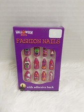 Halloween Buys Fashion Nails W/Adhesive Back 12 Purple Nails W/Designs BNIB 