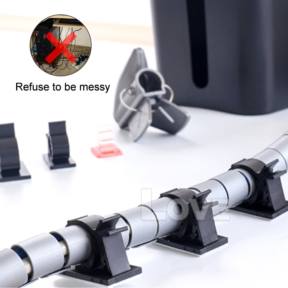 Adhesive Cord Management Cable Clips Black Wire Holder Organizer Clamp