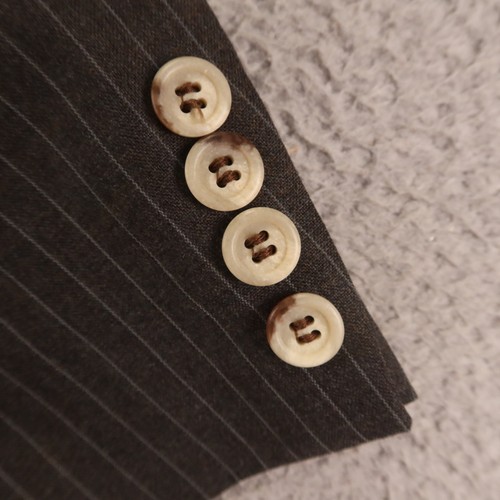 VTG 3 Piece Suit M Gray Chalk Stripe 100% Wool Hopsack USA 42R 37x27 - Picture 8 of 22