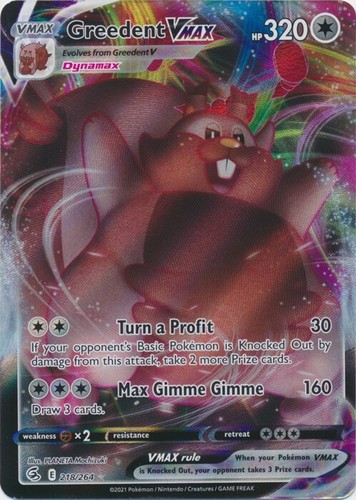 Greedent VMAX 218/264 Ultra Rare Fusion Strike Pokemon TCG