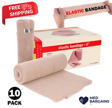 Ever Ready First Aid 6" Elastic Bandage with Clips Latex Free - Box of 10 Rolls