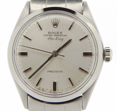 Rolex Air King Precision Mens Stainless Steel Watch Oyster Band Silver Dial 5500