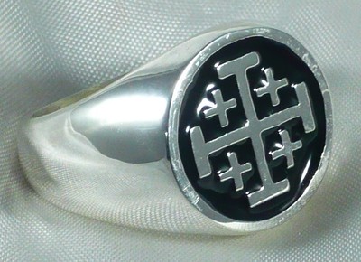 Jerusalem Cross Ring In 925 Sterling Silver — Size 16, Crusader Style 10 thumbnail image