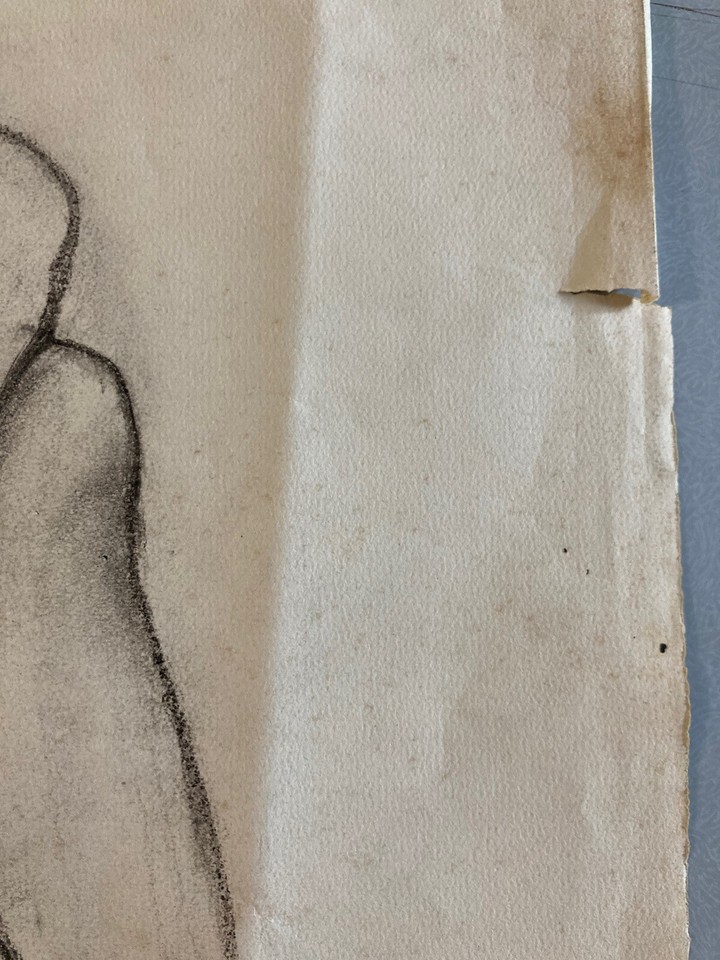 Large Drawing Charcoal On Paper Naked Woman Erotic Nude 1960 to