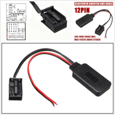 12V 12 Pin Car Bluetooth Adapter AUX Cable For Ford Focus MK2 C-MAX Mondeo MK3