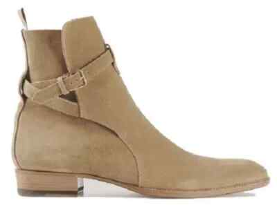 Herren Reithose Hohe Stiefelette Männer Beige Knöchel Wildleder Leder Boot Männer Freizeitstiefel