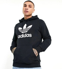 NEW MENS ADIDAS ORIGINALS TREFOIL HOODIE SIZE MEDIUM H06667 BLACK