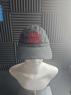 Captain Morgan Rum Baseball Hat Black White Cap Adjustable Spellout Logo