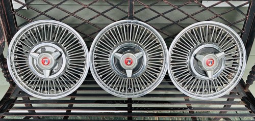 1963-1964 Ford Fairlaine 13” Hollow Wire Wheel Hubcap Set Of 3 Not Perfect-READ