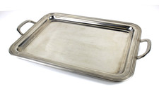Vassoio Rettangolare Vintage Sambonet in Metallo Argentato con Manici DESIGN