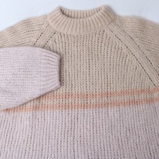 XIRENA ALPACA MERINO BLEND STRIPED MOCK NECK CHUNKY KNIT SWEATER MEDIUM