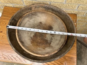 (2) Two Primitive 1800’s  15” & 17” Oblong  Shaped Stacking Wooden Dough Bowls
