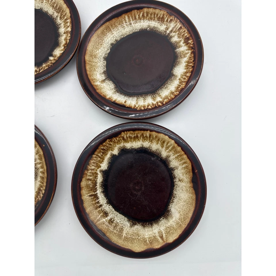 Juego de 4 platos de postre de ensalada de pan por goteo marrón gourmet Pfaltzgraff de colección Foto 2 de 4