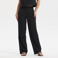 Women's High-Rise Full Wide Leg Trousers - A