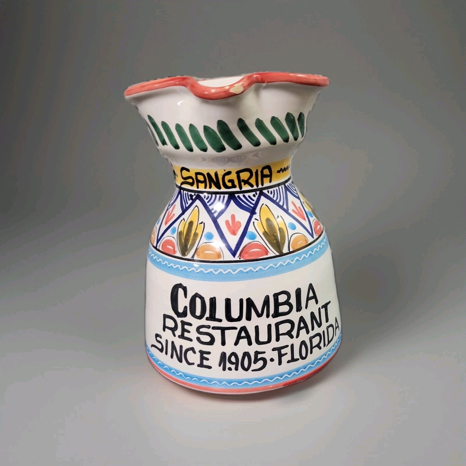Columbia Restaurant Sangria Pitcher 7” Hand-Painted Ceramic Spain