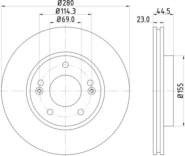 2x Brake Discs Pair Vented 280mm MDC2392C Mintex 517122V000 51712A7000 - Image 4