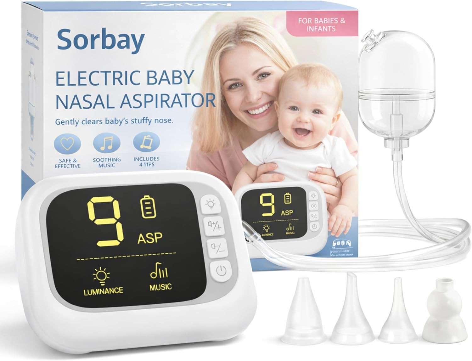 Electric Nasal Aspirator Baby Nose Sucker Snot Remover Newborn Toddler Adult