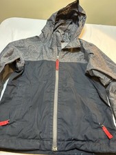 The North Face Youth Hooded Windbreaker Gar on Full Zip In Charcoal Gray Size XS