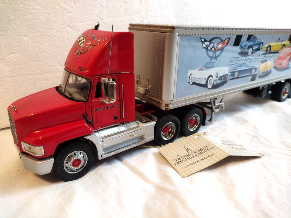Remolque tractor Franklin Mint Mack Corvette semirremolque rojo modelo fundido a presión 1:43 Foto 3 de 4
