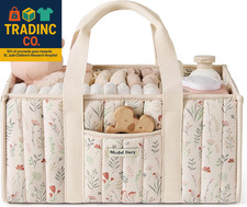 Floral Diaper Caddy Organizer, Stylish Nursery Storage Basket, Gift for Baby Sho