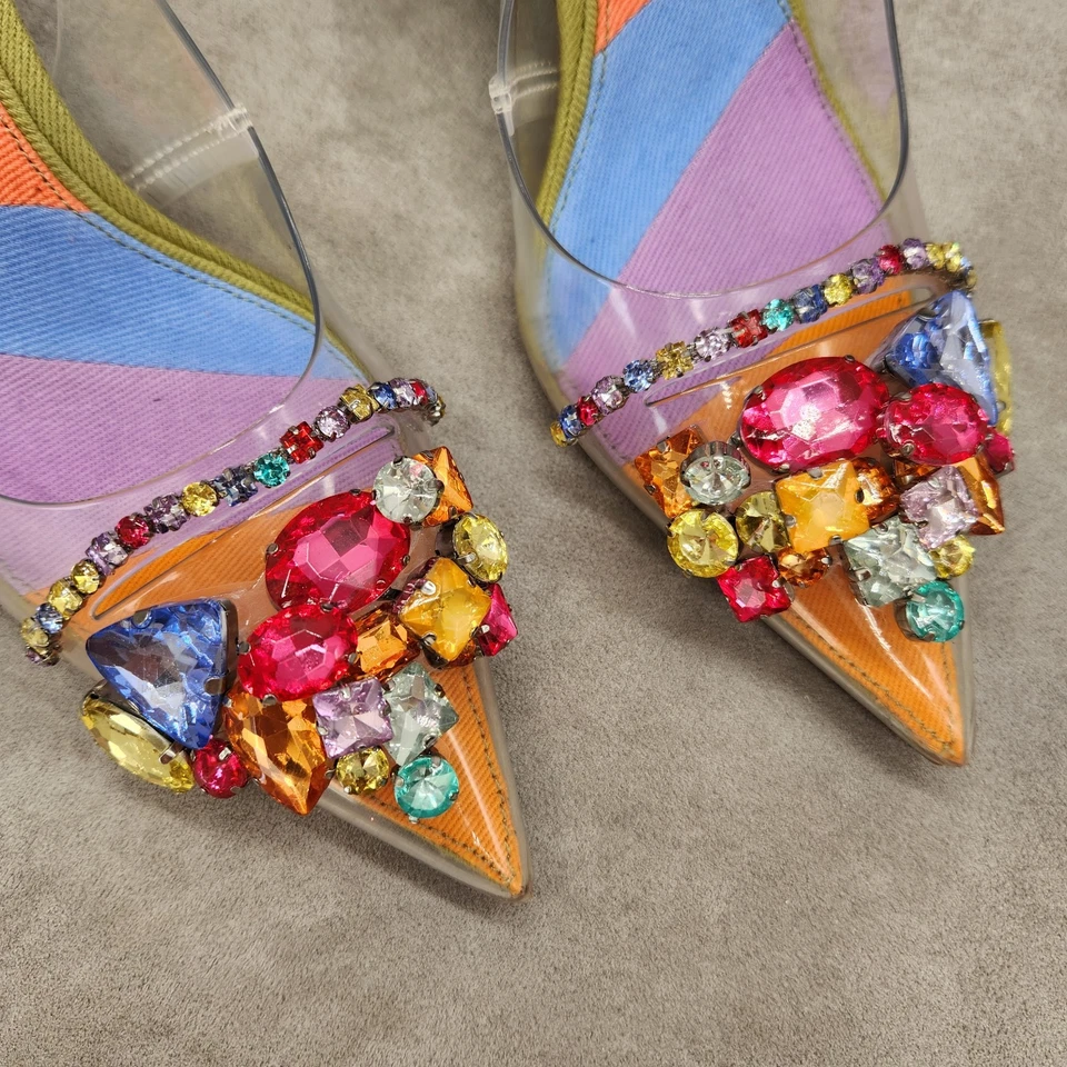 Zapatos de salón Gianni Bini 8 transparentes Mardona arco iris joya declaración nuevos $120 Foto 2 de 4