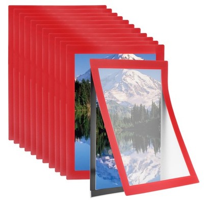 12Pcs 8.5 x 11 Inch Magnetic Sign Holder Self-Adhesive Border Wall Mount Red