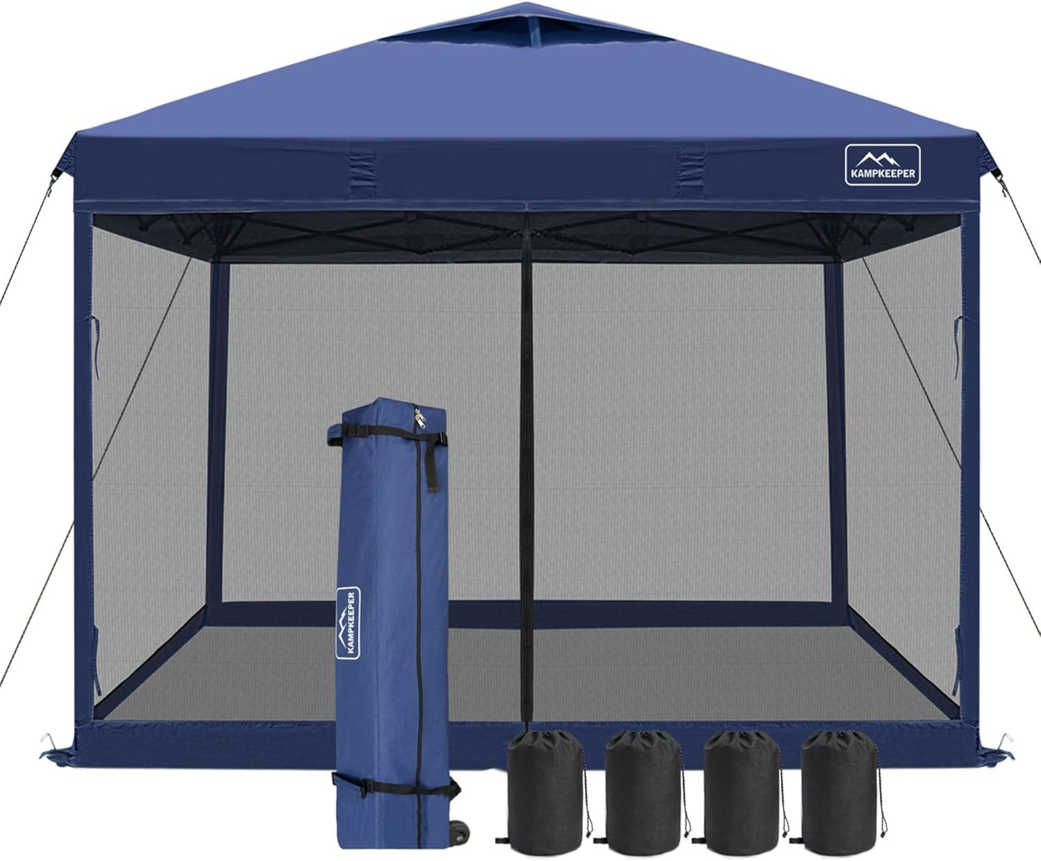 KAMPKEEPER 10X10 Pop up Canopy Tent with Mosquito Netting - Waterproof Screen Sh