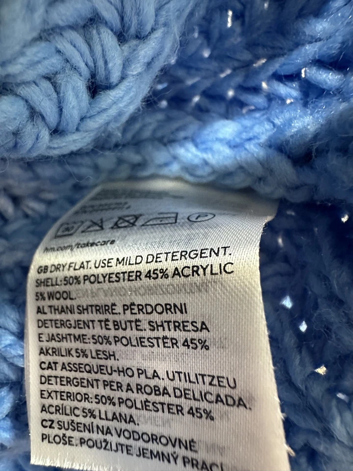 Suéter para mujer H&M grueso tejido cuello alto M azul manga larga ¡Súper lindo! Foto 4 de 4